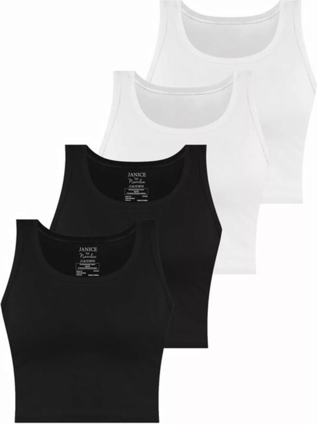 Janice Tanktop 4 x Damen crop Top Namlea Kurzes Tanktop aus Baumwolle günstig online kaufen