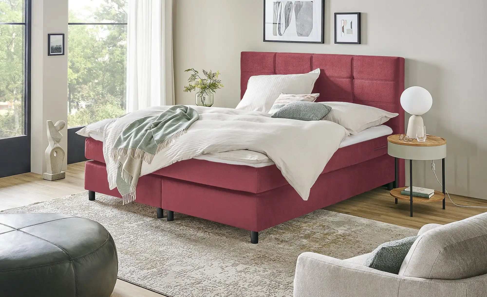 uno Boxspringbett  Wind ¦ rot ¦ Maße (cm): B: 140 H: 152 Betten > Komfortbe günstig online kaufen