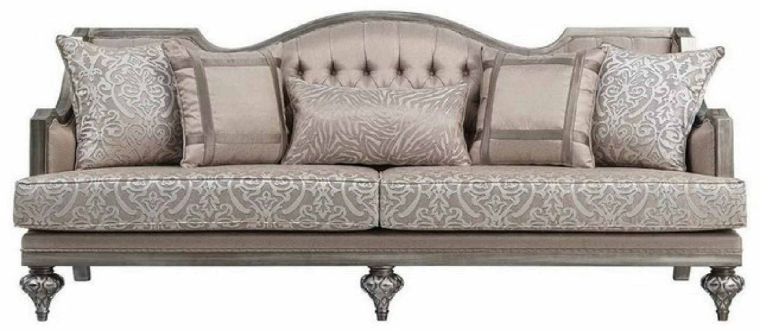 Casa Padrino Sofa Luxus Barock Wohnzimmer Sofa Rosa / Silber - Handgefertig günstig online kaufen