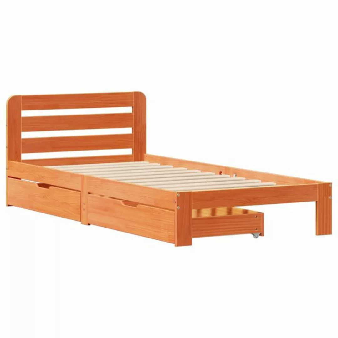 vidaXL Bett Massivholzbett ohne Matratze Wachsbraun 75x190 cm Kiefernholz günstig online kaufen