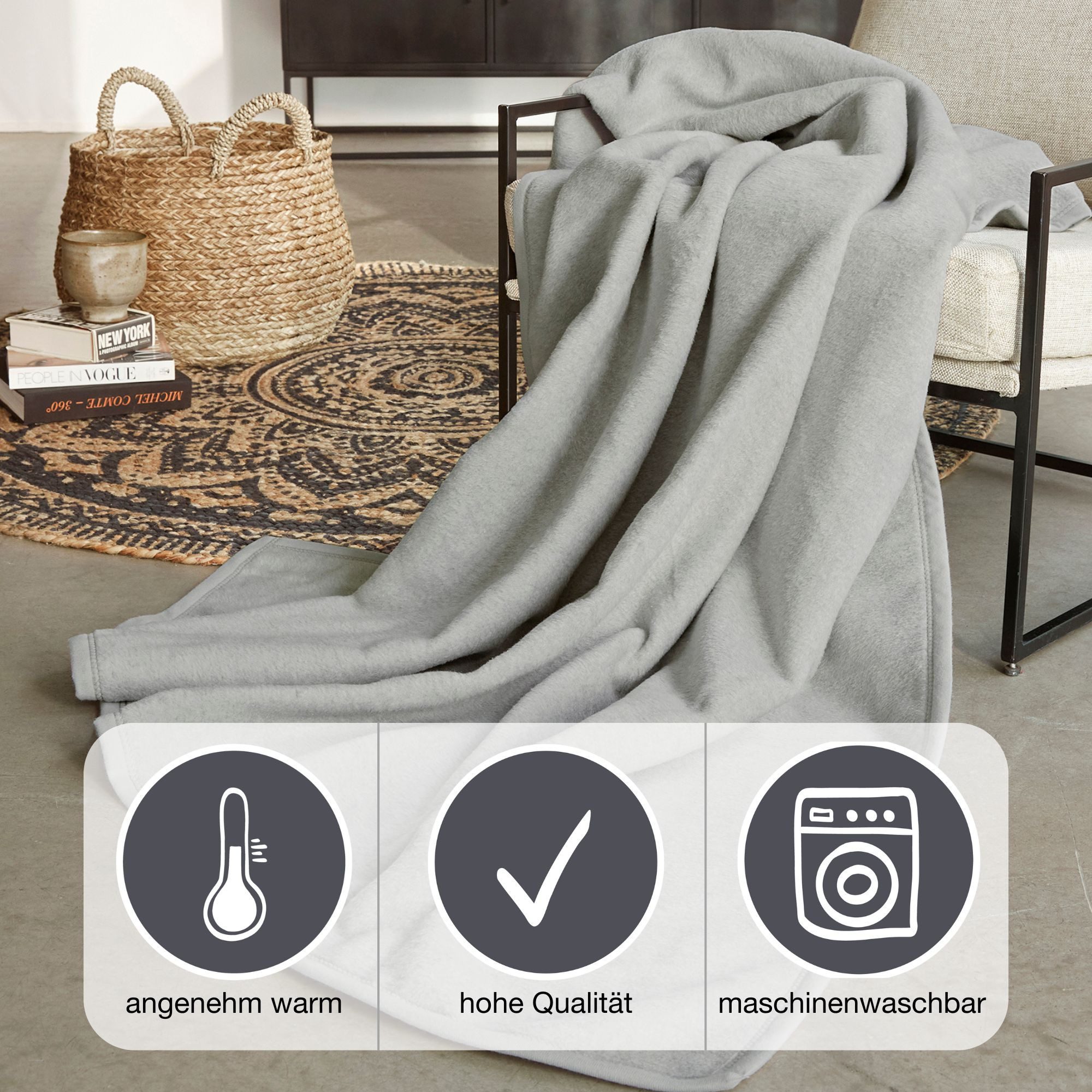 Wohndecke Luxus, IBENA, verschiedene Größen, unifarbenes günstig online kaufen