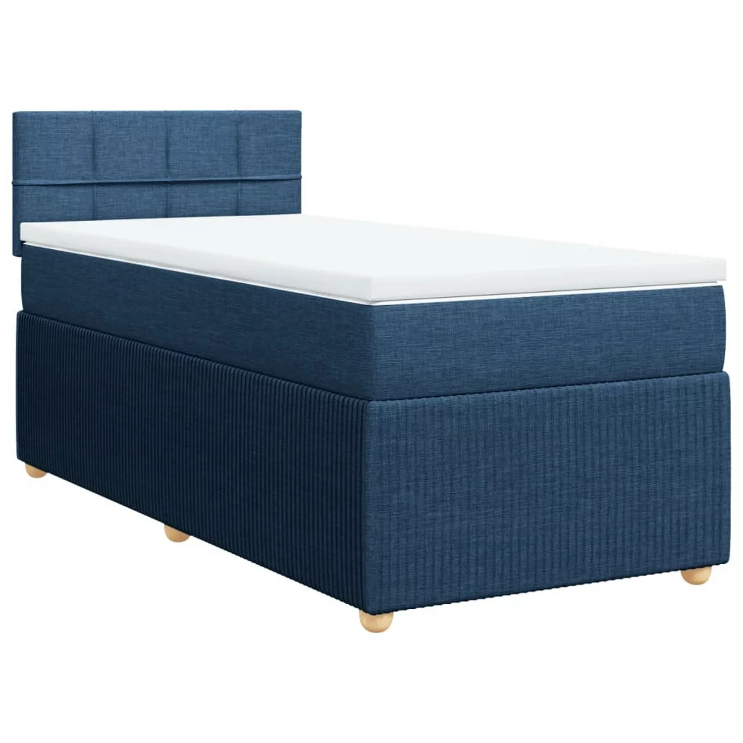 vidaXL Boxspringbett, Boxspringbett mit Matratze Blau 90x190 cm Stoff günstig online kaufen