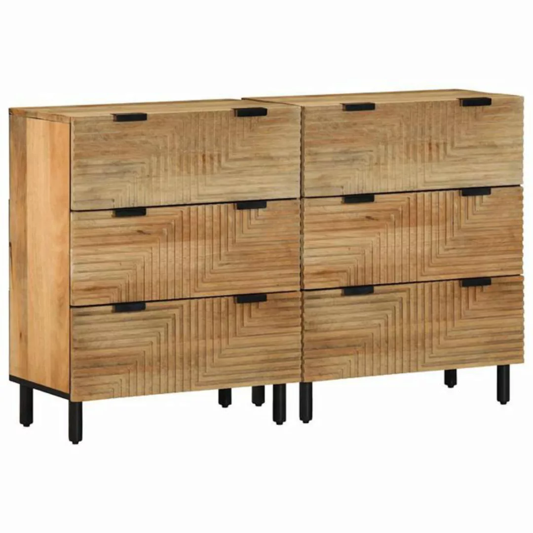 vidaXL Fächerschrank Sideboards 2 Stk. Braun 60x33x75 cm Massivholz (1-St) günstig online kaufen