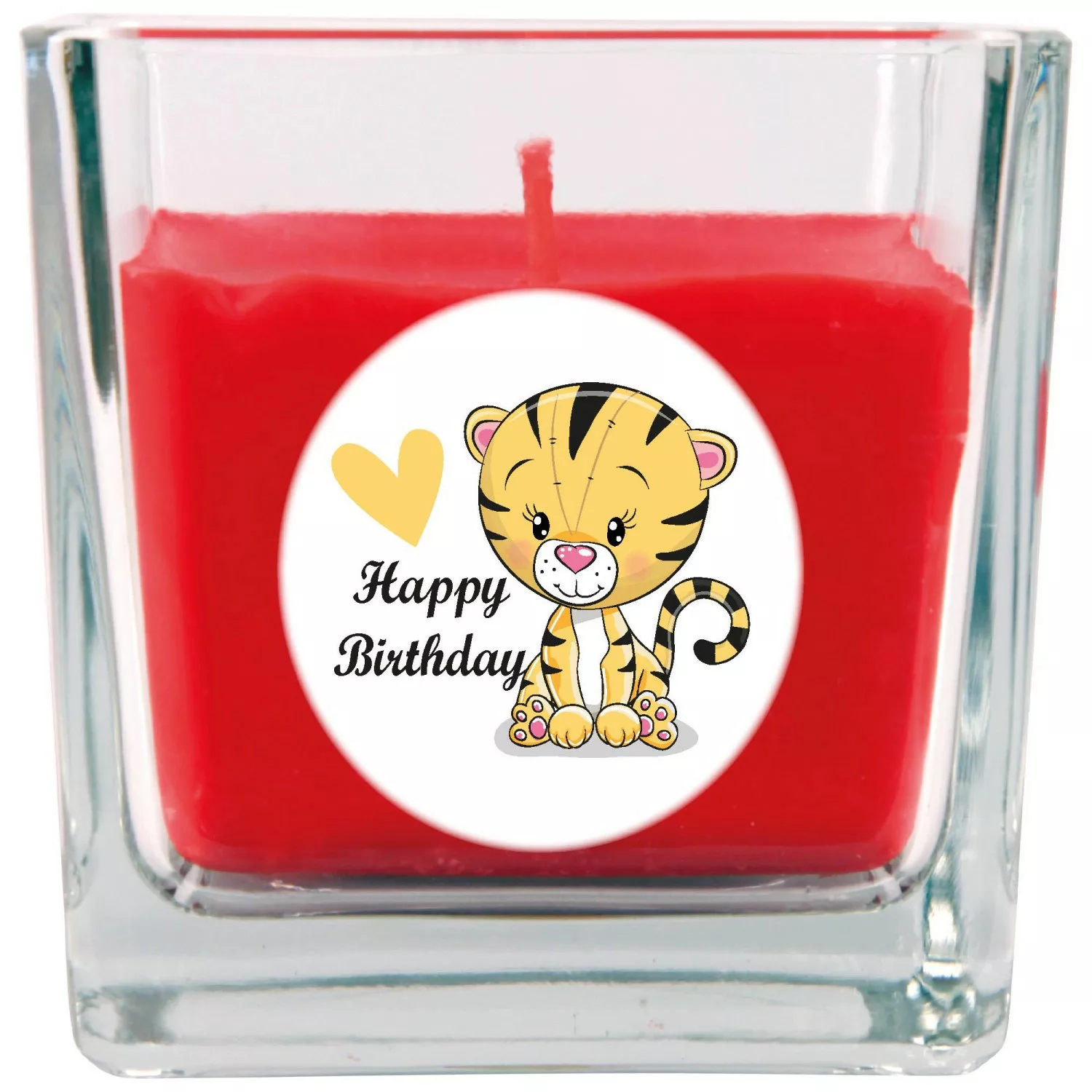 HS Candle Duftkerze & Glas Happy Birthday Viereck Rose Tiger günstig online kaufen