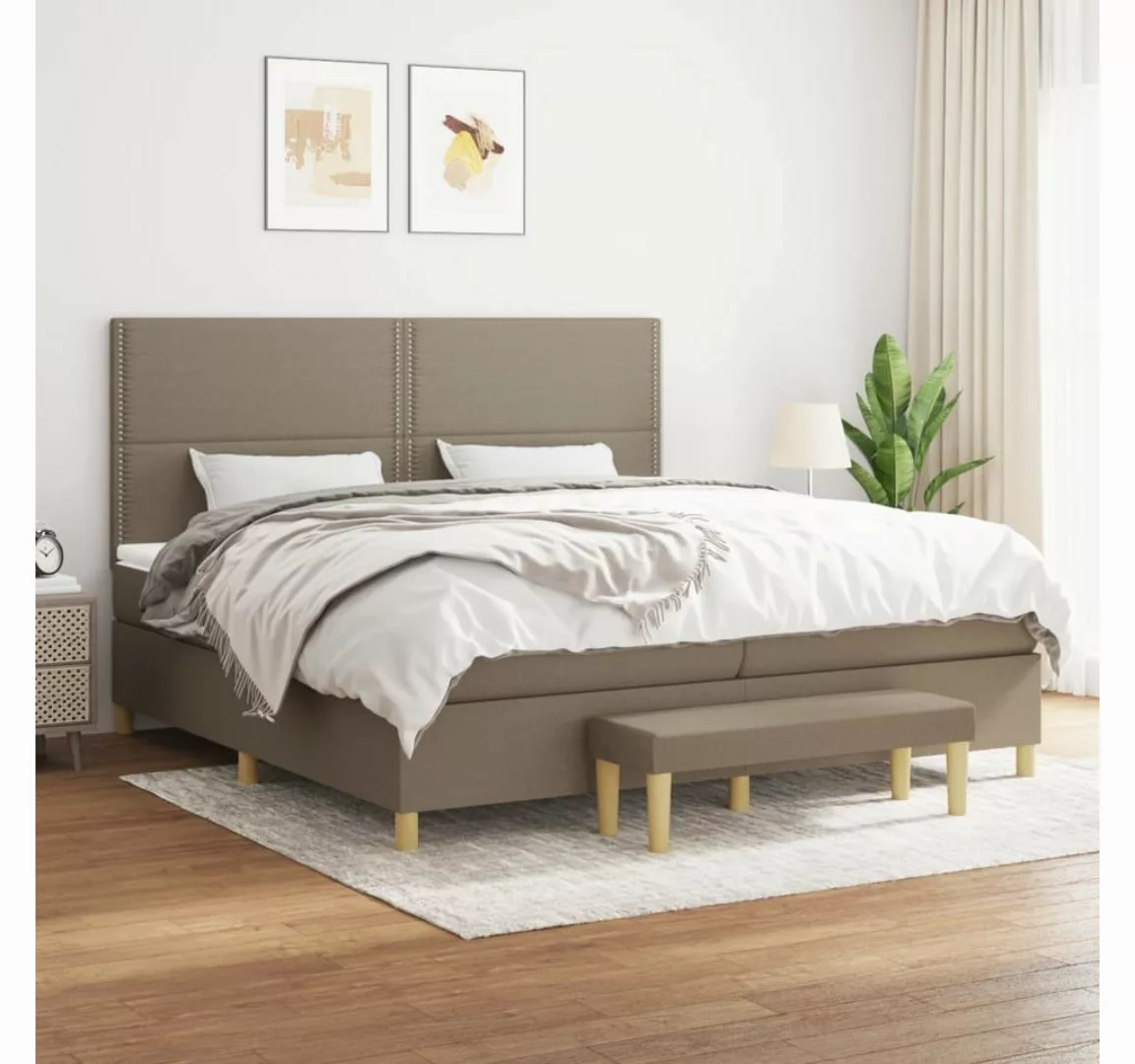 vidaXL Boxspringbett Boxspringbett mit Matratze Taupe 200x200 cm Stoff Bett günstig online kaufen