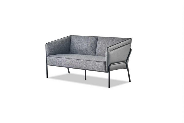 JVmoebel 2-Sitzer Sofa Textil Leder 2-Sitzer Grau Edelstahl Modern Couch Si günstig online kaufen