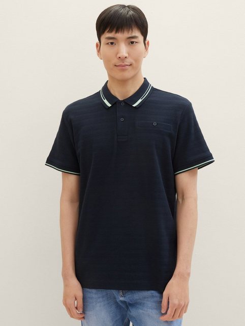 TOM TAILOR Poloshirt Poloshirt mit Struktur mit abgesetzten Rippbündchen günstig online kaufen