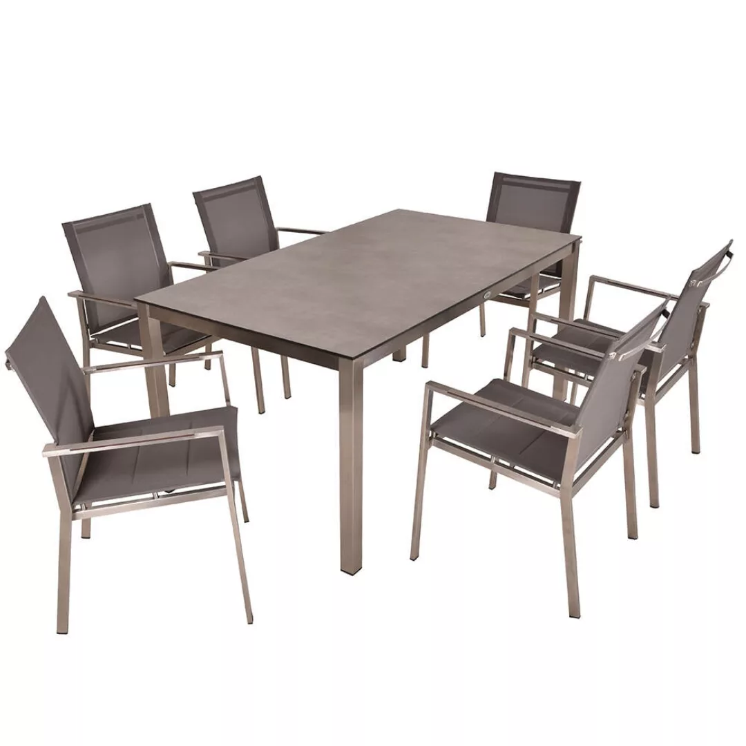 Gartenmöbel Tischgruppe 7-tlg. in grau, MAINAU-120 günstig online kaufen