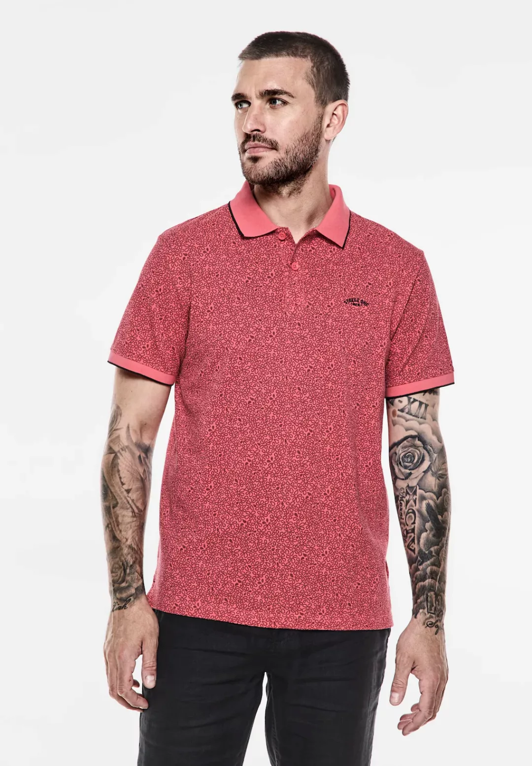 STREET ONE MEN Poloshirt, in Melange Optik günstig online kaufen