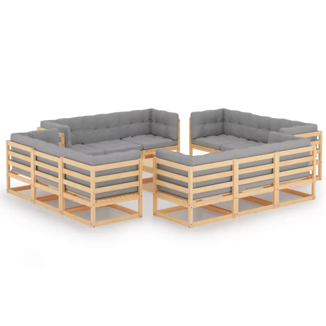 13-tlg. Garten-lounge-set Mit Kissen Kiefer Massivholz günstig online kaufen