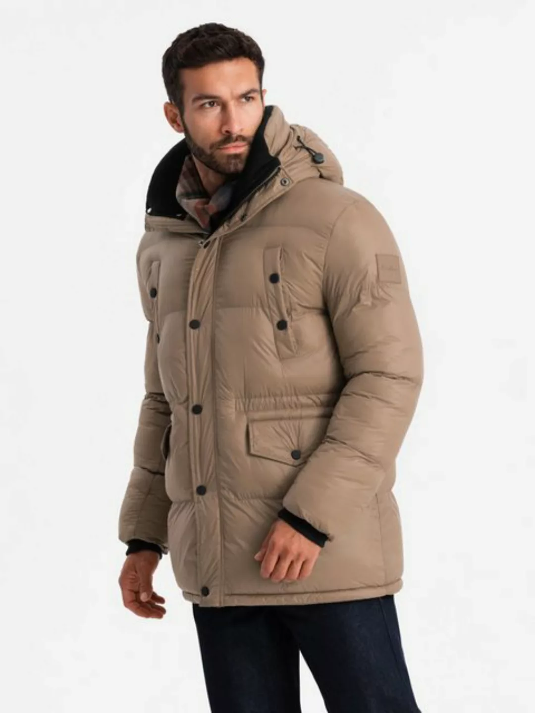 OMBRE Winterjacke Lange Herren-Pufferjacke günstig online kaufen