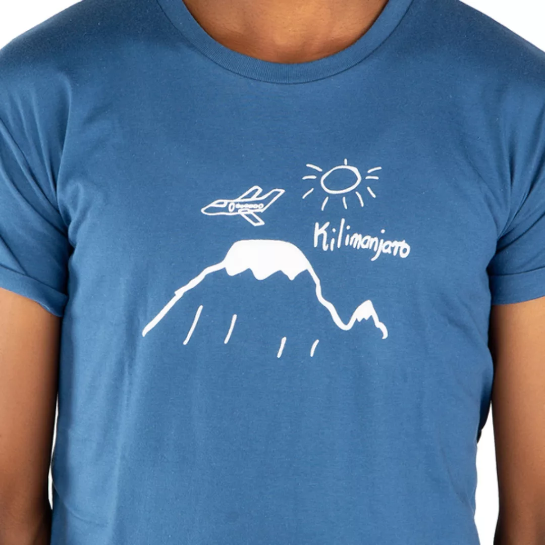 Herren T-shirt Aus Bio-baumwolle „Kilimanjaro" Blau. Handmade In Kenya günstig online kaufen