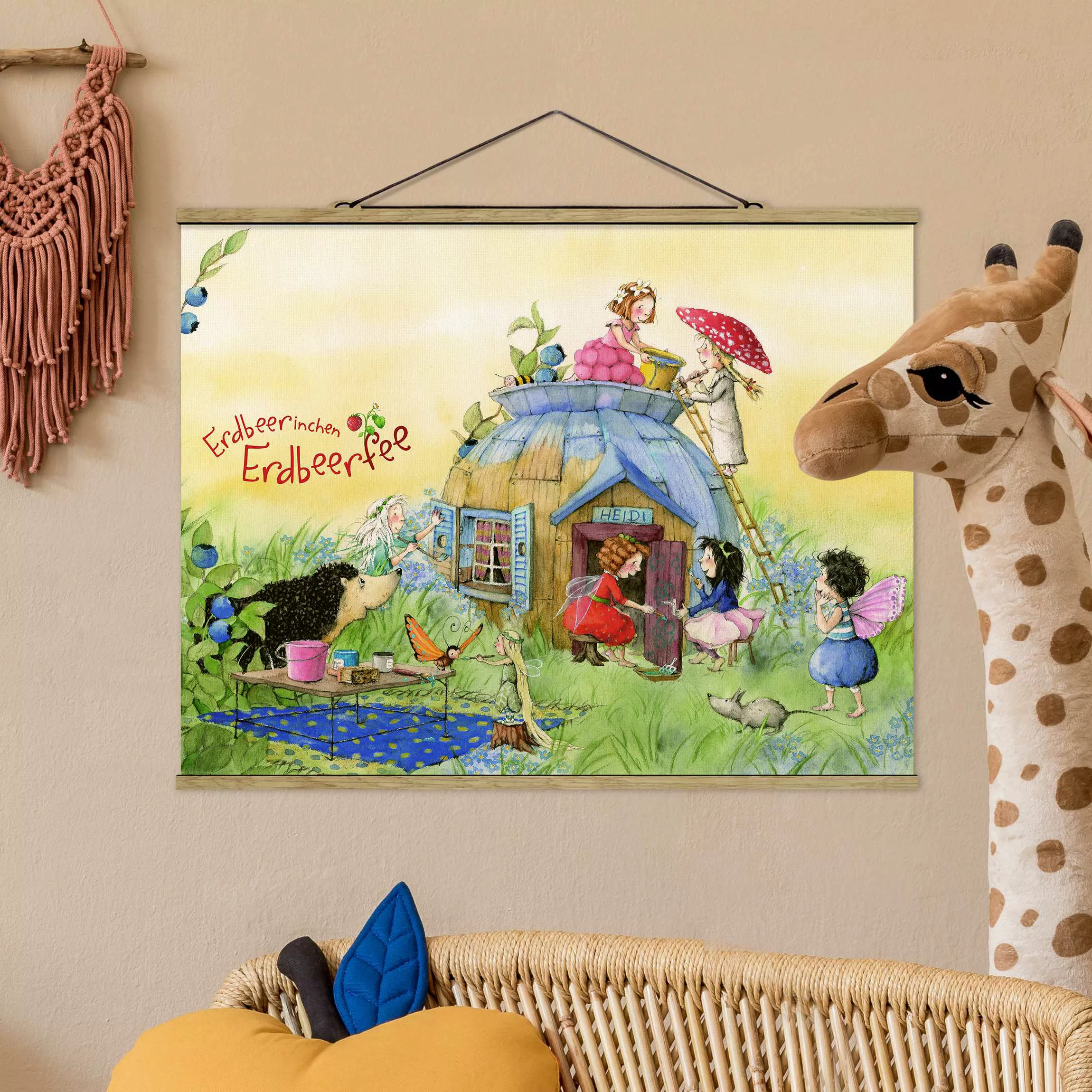 Stoffbild Kinderzimmer mit Posterleisten - Querformat Erdbeerinchen Erdbeer günstig online kaufen