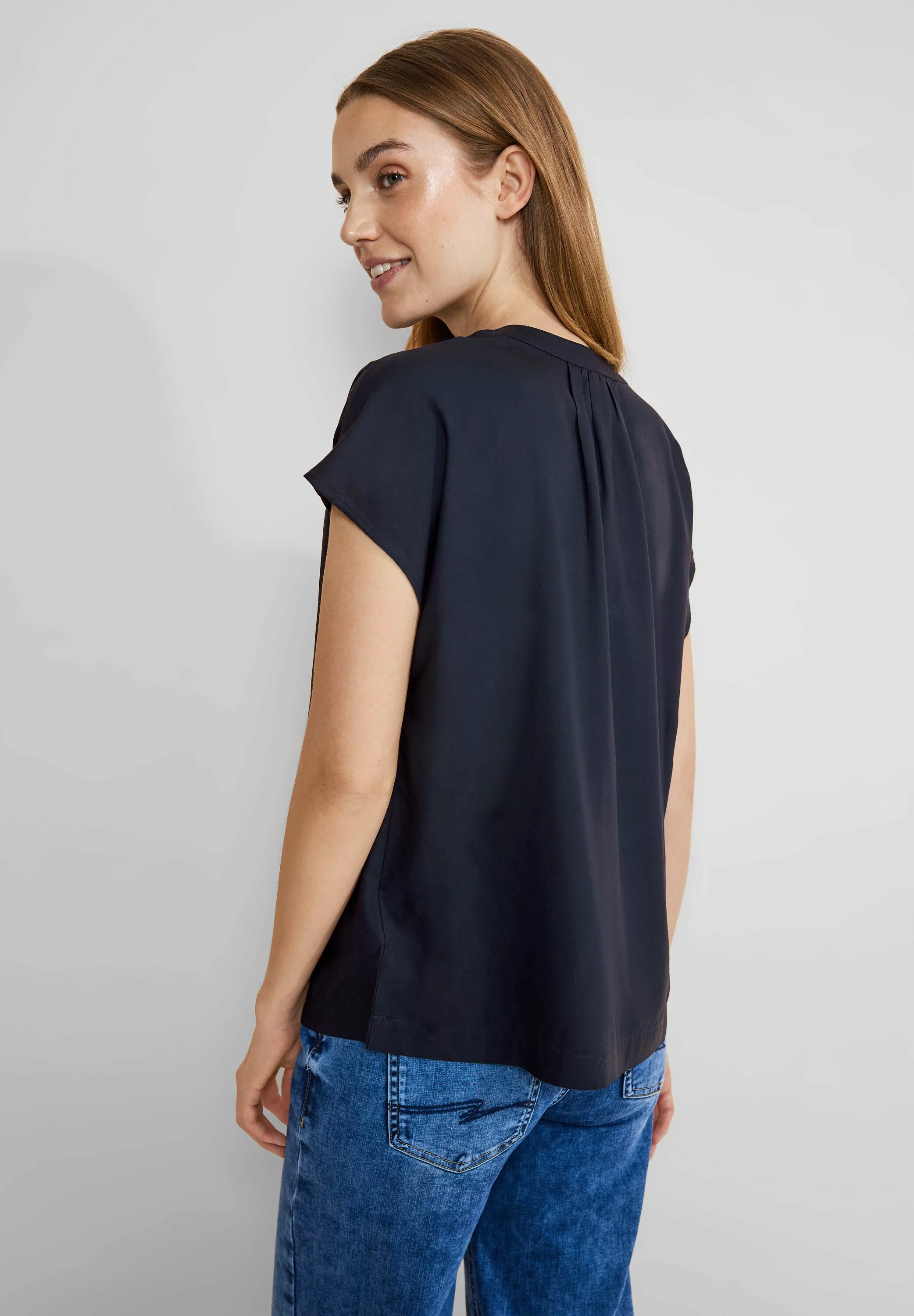 STREET ONE Kurzarmbluse - Bluse - feminines Shirt - Basic Blusenshirt günstig online kaufen