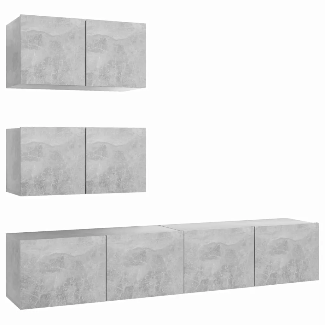 4-tlg. Tv-schrank-set Betongrau Spanplatte günstig online kaufen