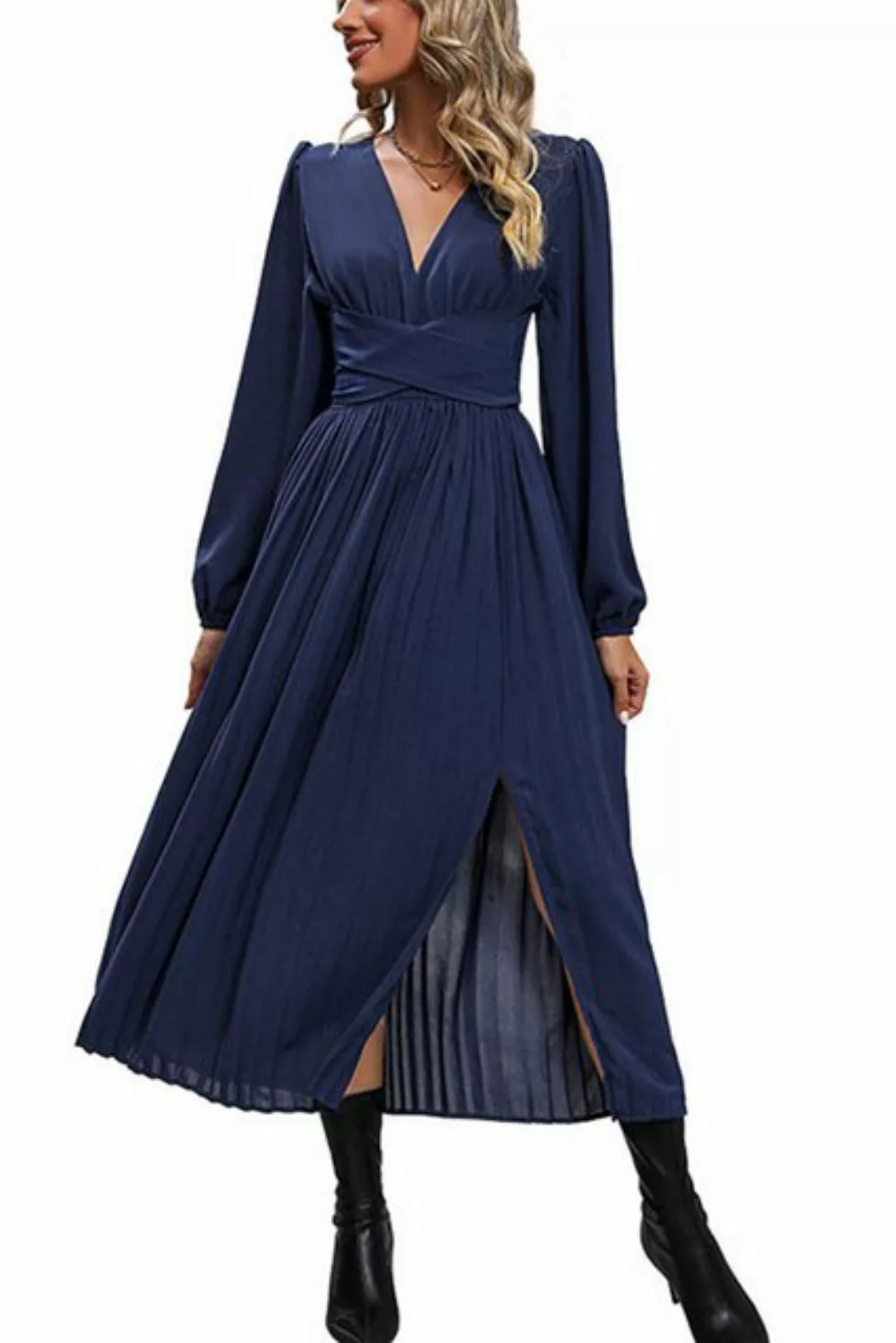 B.X Abendkleid Damen V-Ausschnitt In der Taille binden Cocktailkleid Abendk günstig online kaufen