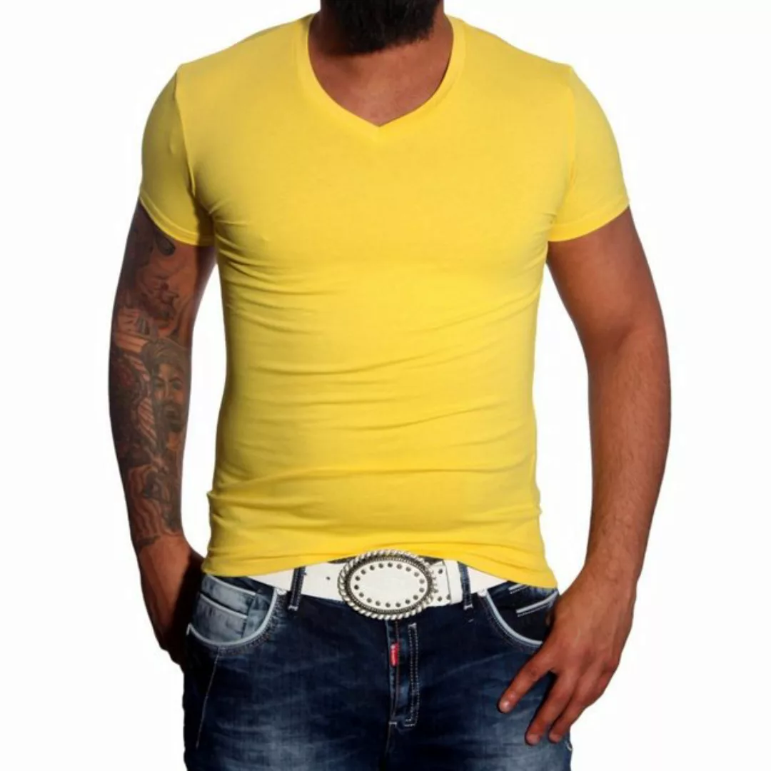 Baxboy T-Shirt Baxboy tiefer V-Ausschnitt Uni Basic Herren Kurzarm T-Shirt günstig online kaufen