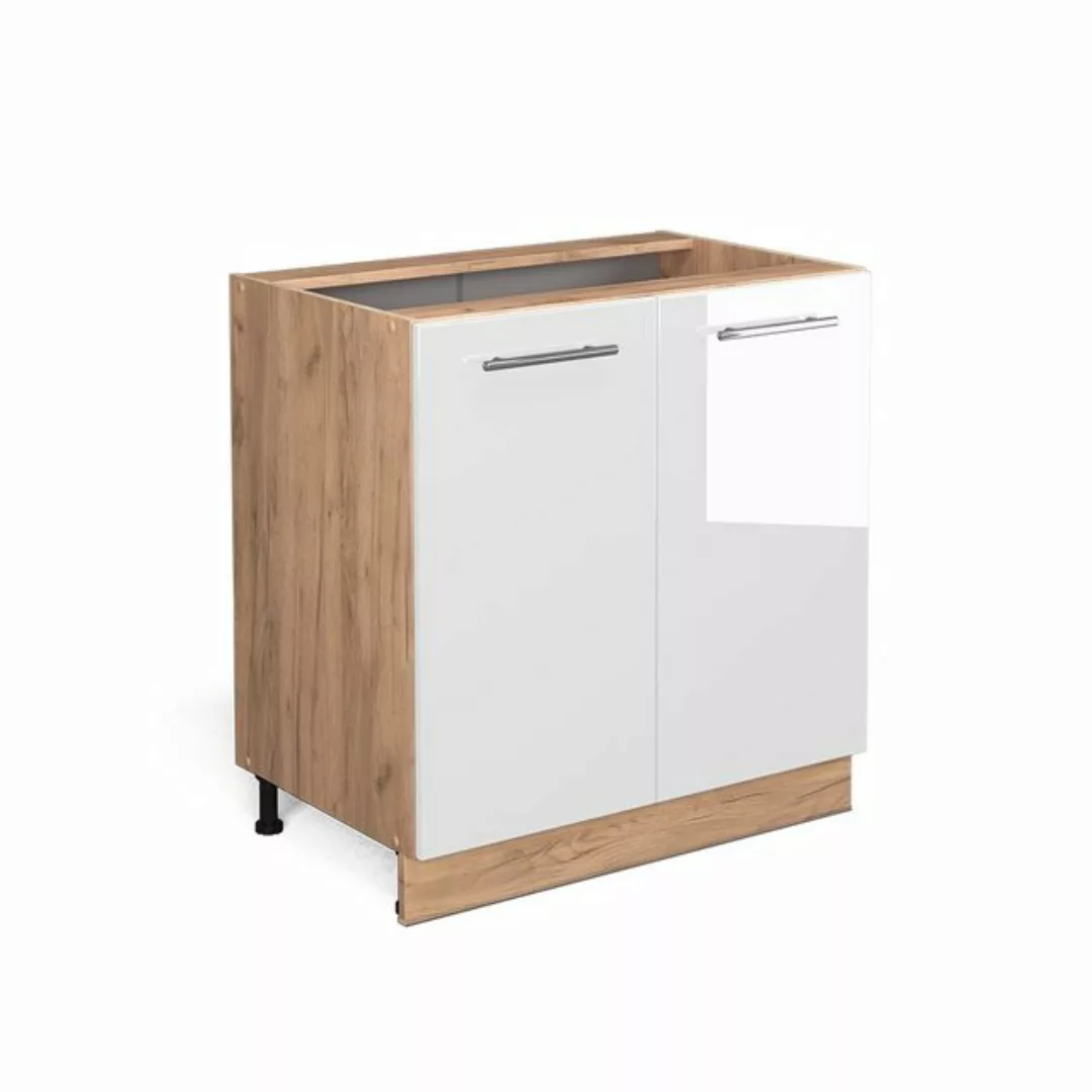 Vicco Unterschrank Küchenschrank 80 cm FAME-LINE Goldkraft Weiß Hochglanz günstig online kaufen