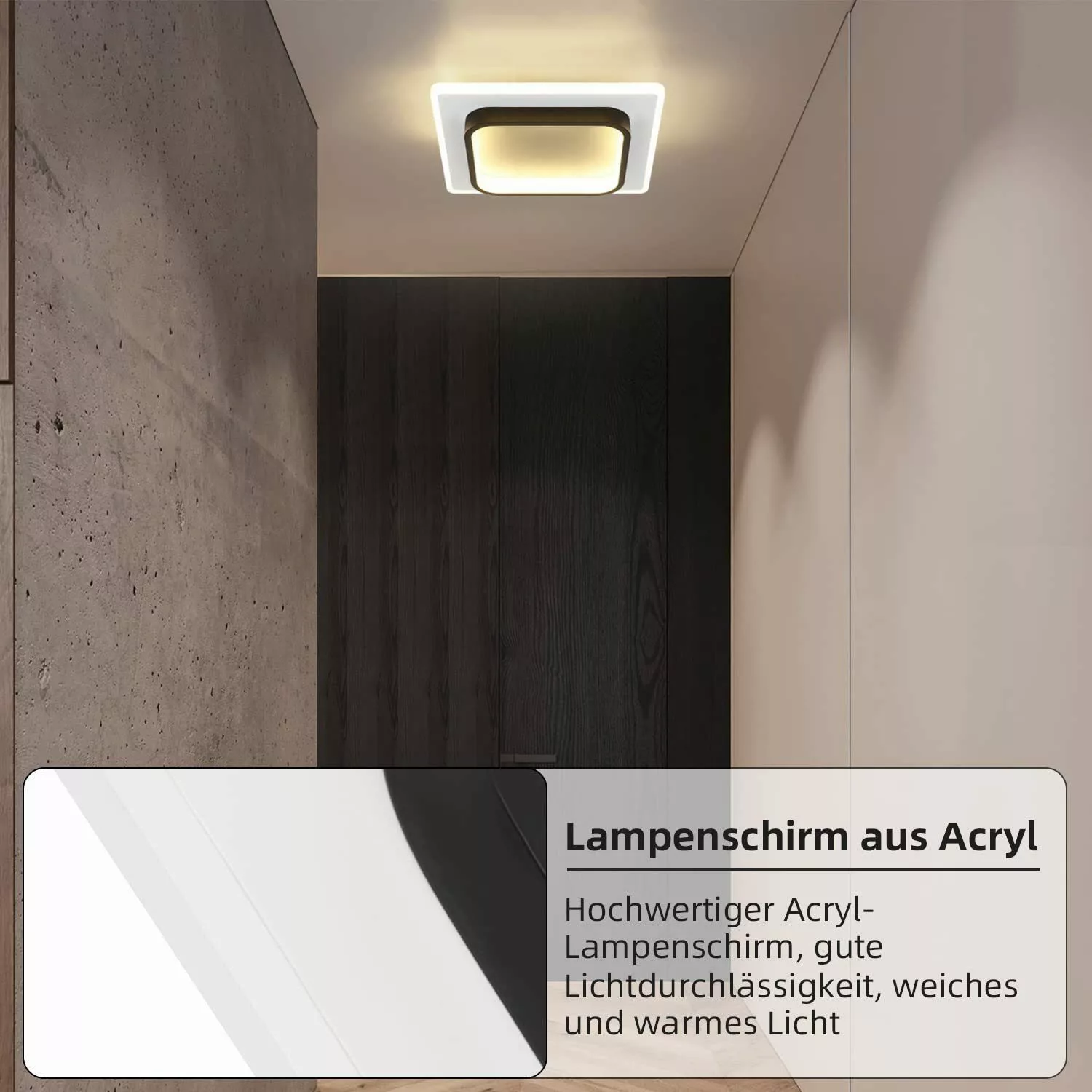 Nettlife LED Deckenleuchte Schwarz Eckig 23W/20W günstig online kaufen