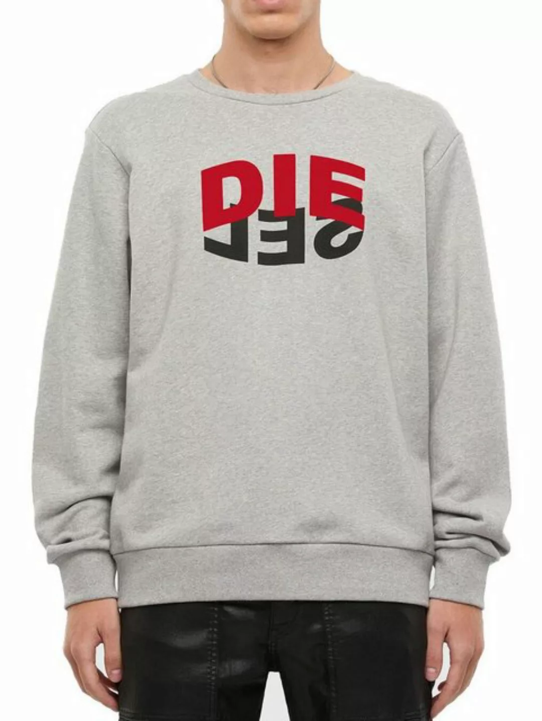 Diesel Sweatshirt Regular Fit Supersoft Pullover - S-GIRK-N80 Grau günstig online kaufen