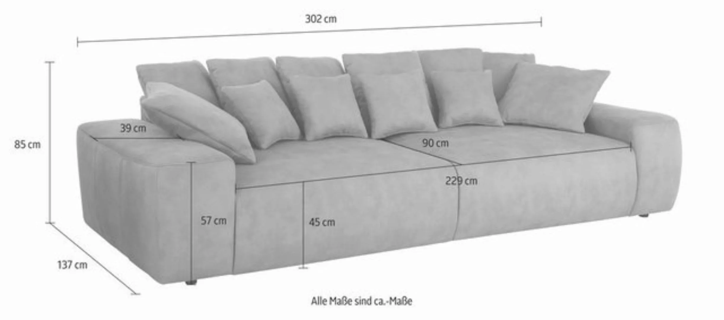 Home affaire Big-Sofa "Glamour II, B/T 302/137 cm", Dauerschläfer mit Hygie günstig online kaufen