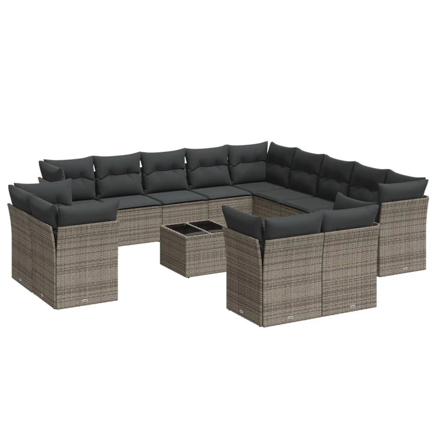 vidaXL 14-Tlg Garten-Sofagarnitur mit Kissen Grau Poly Rattan 3218560 günstig online kaufen