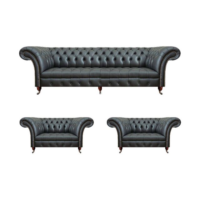 JVmoebel Chesterfield-Sofa Sofa Set 3tlg Sofa Dreisitze Couch 2x Sessel Woh günstig online kaufen
