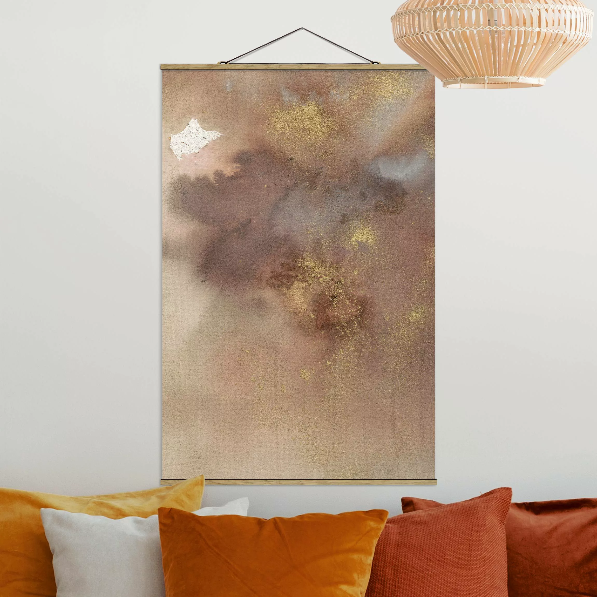 Stoffbild Kunstdruck mit Posterleisten - Hochformat Himmelsträumerei I günstig online kaufen