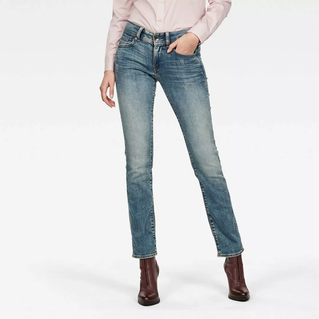 G-star Midge Saddle Mid Waist Straight Jeans 25 Light Vintage Aged Destroy günstig online kaufen