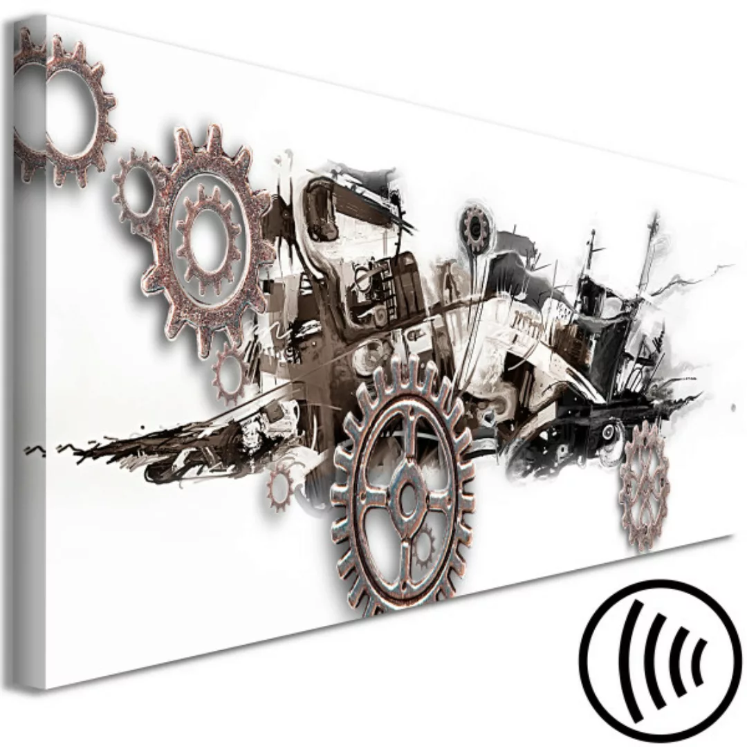 Leinwandbild Steampunk-Kreatur – eine abstrakte Maschine aus Metallzahnräde günstig online kaufen