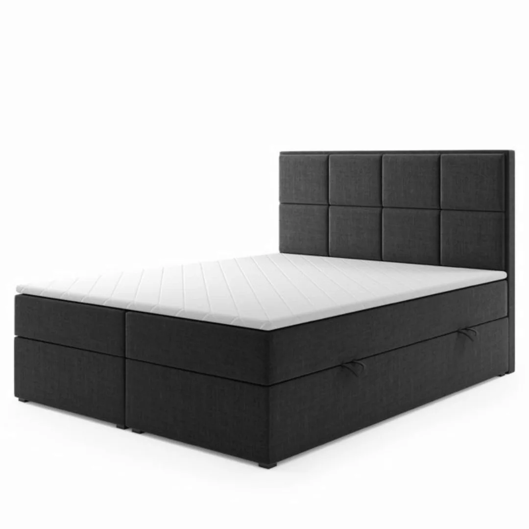 M-Punkt24 Boxspringbett Neapel (180 x 200 cm, Grau), inkl. Visco-Schaum-Top günstig online kaufen