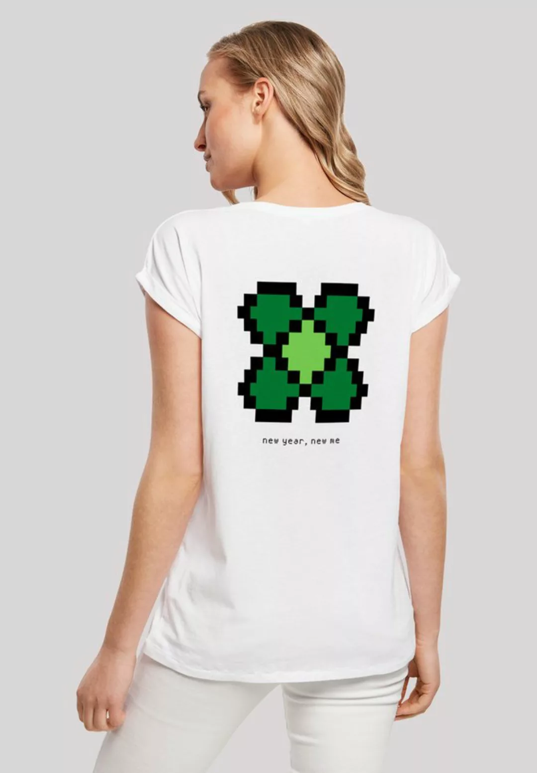 F4NT4STIC T-Shirt Silvester Happy New Year Pixel Kleeblatt Print günstig online kaufen