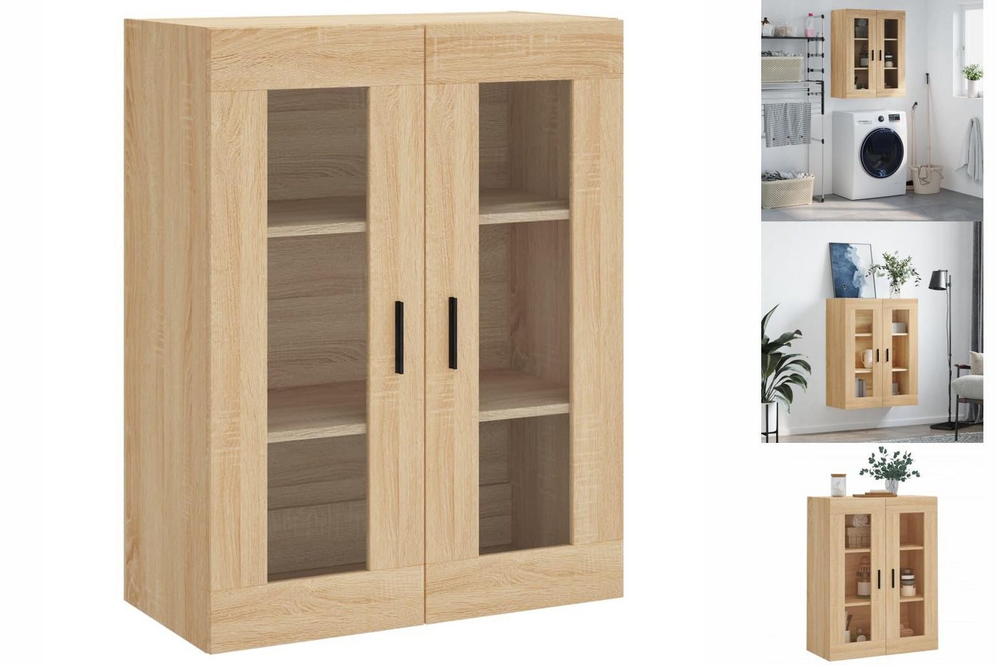 vidaXL Hängeschrank Wandschrank Sonoma-Eiche 69,5x34x90 cm Glas Vitrine Hän günstig online kaufen