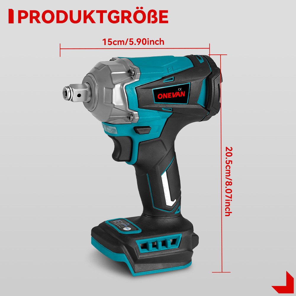 ONEVAN Akku-Schlagschrauber 1/2 Zoll Bürstenloser Motor, günstig online kaufen