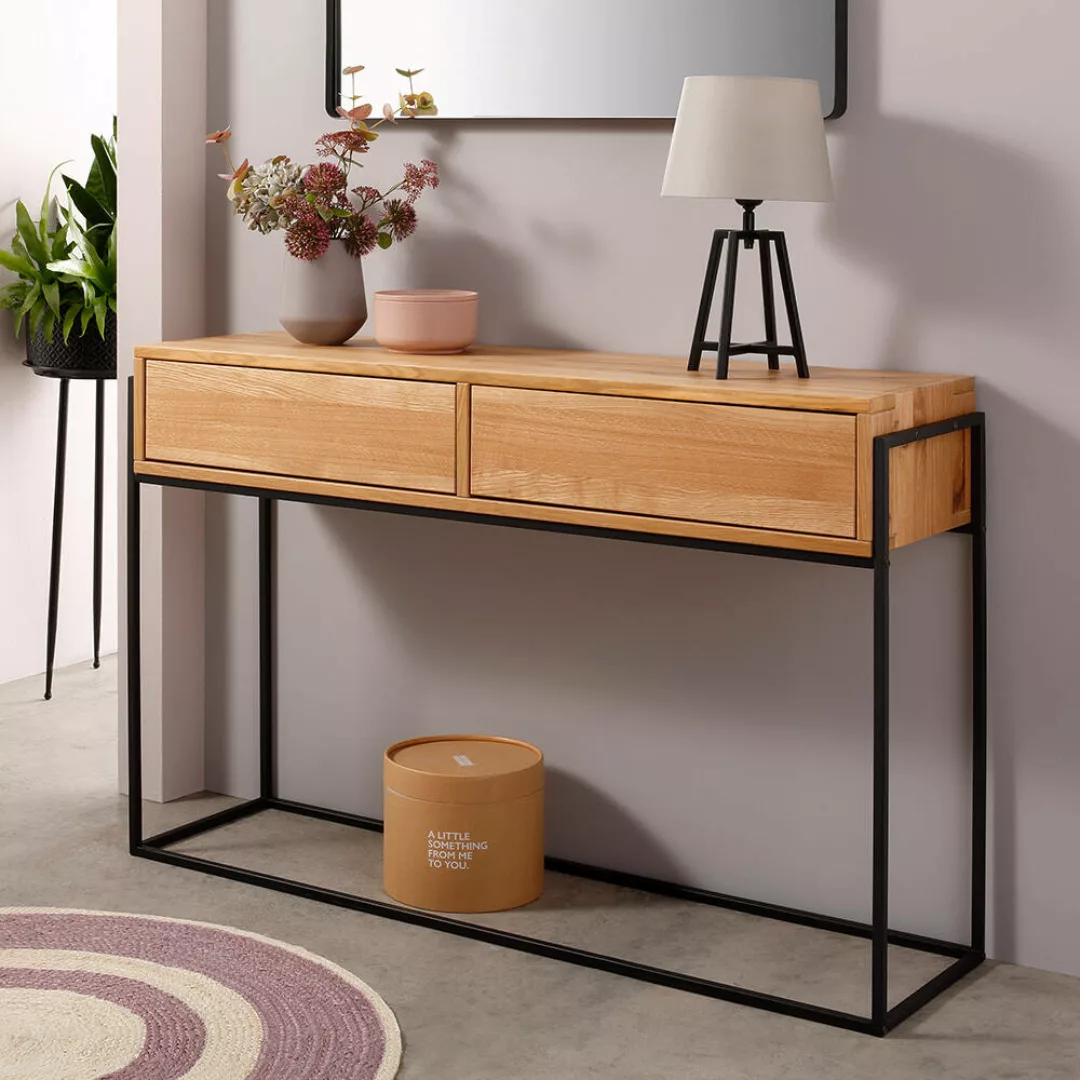 Sideboard mit Metallgestell Eiche massiv geölt KENTON-69 günstig online kaufen