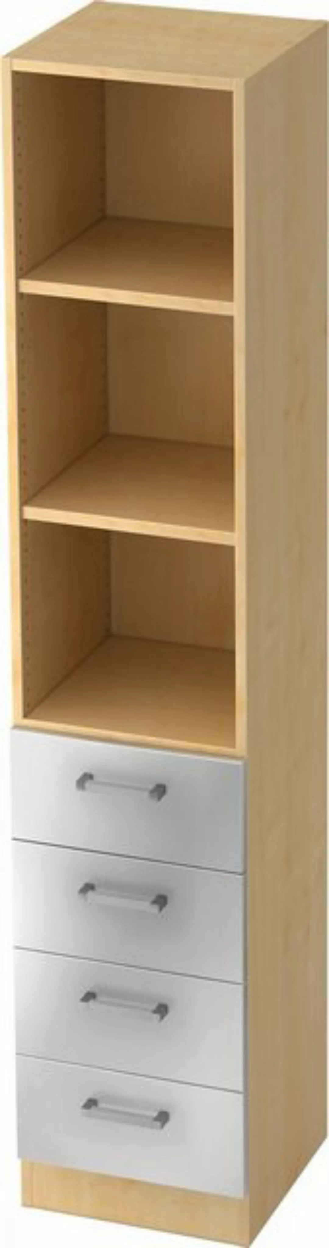 bümö Aktenschrank office Schubladen Kombi - 4 Schübe Dekor: Ahorn/Silber - günstig online kaufen