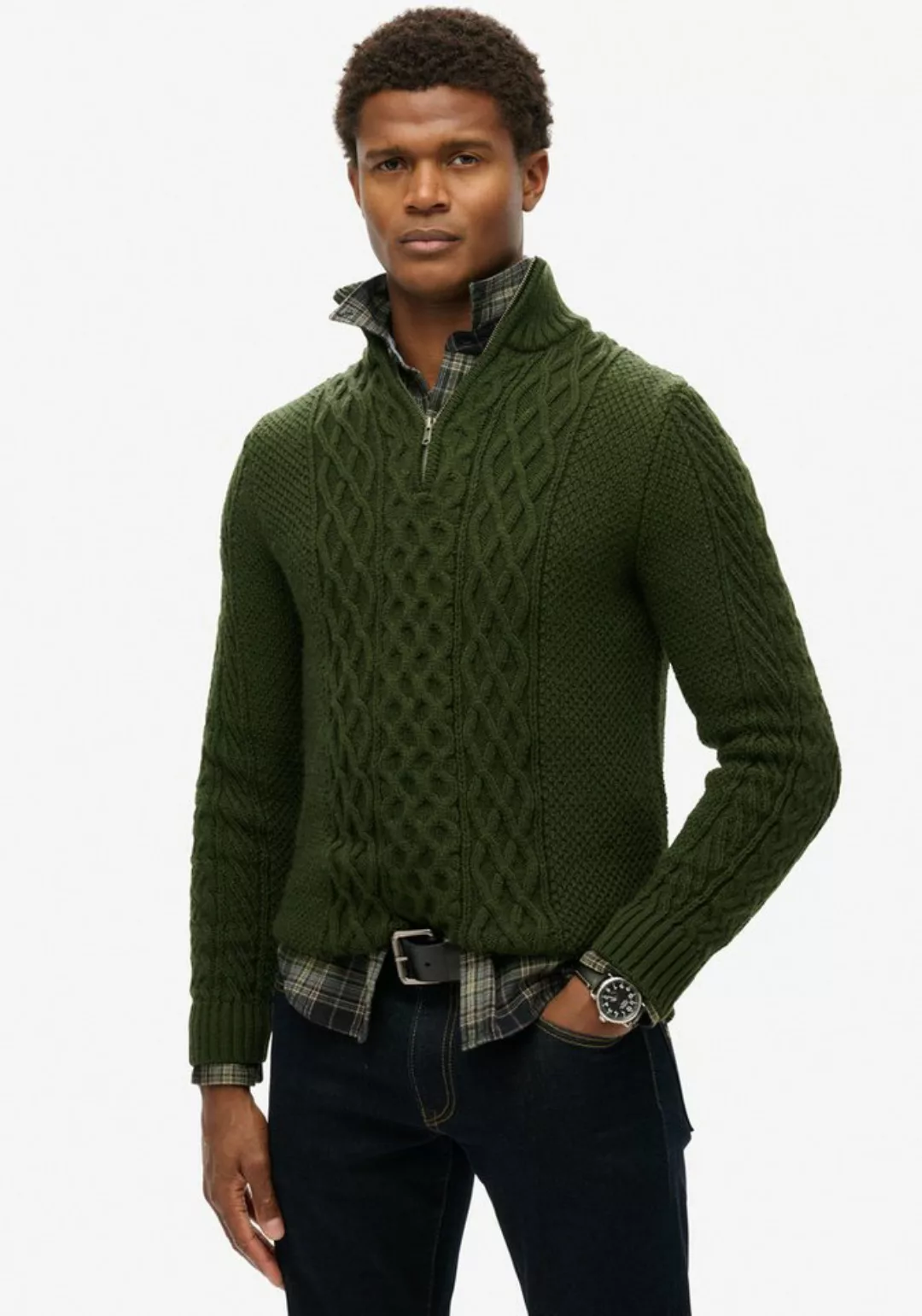 Superdry Strickpullover Jacob Cable Knit Half Zip günstig online kaufen