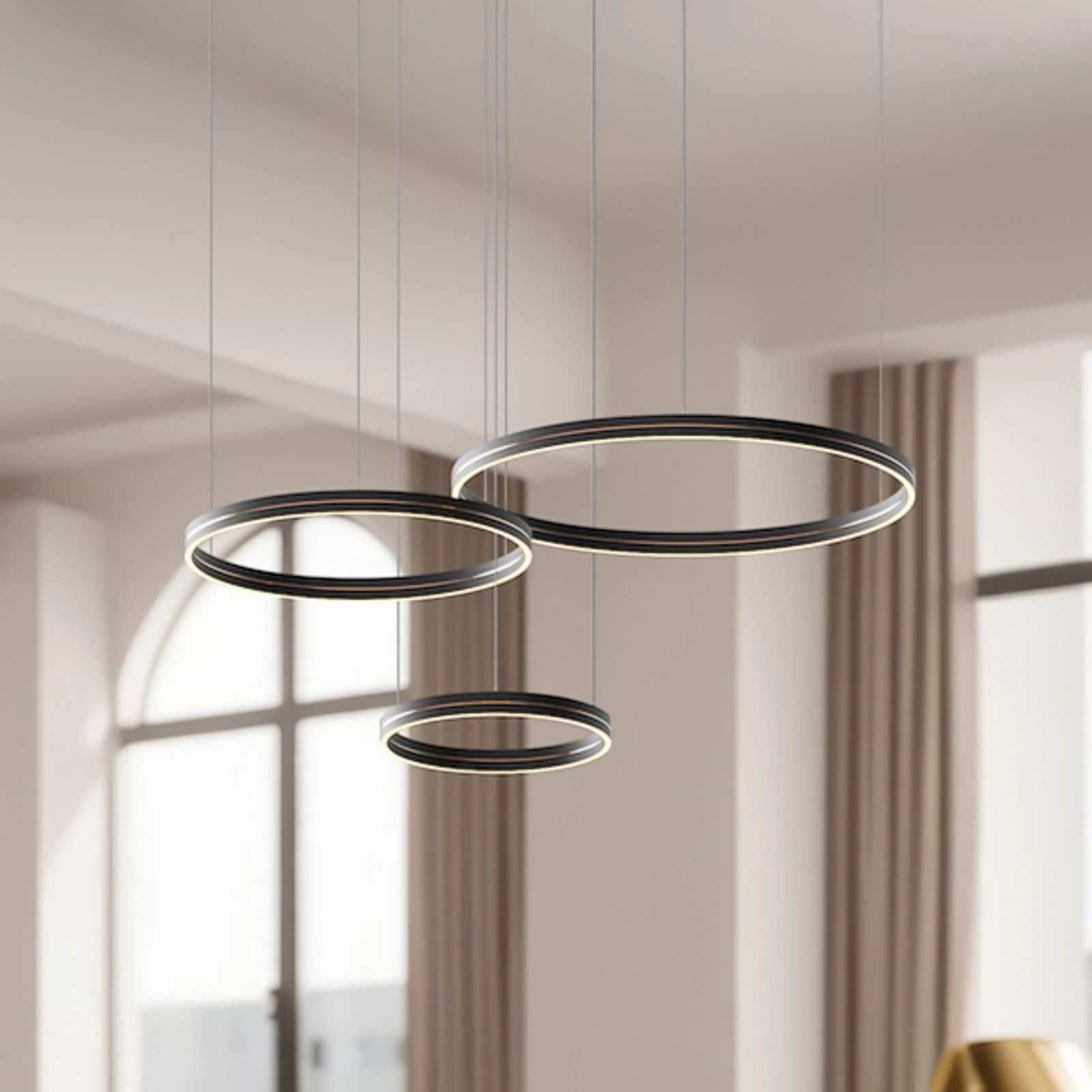 LED-Hängeleuchte Gravity, 3-fl., Metall, schwarz, 4.000 K günstig online kaufen
