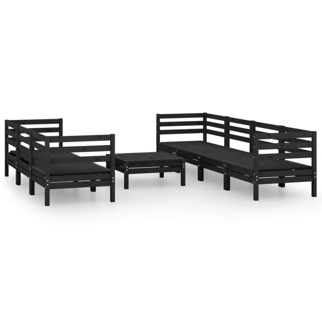 8-tlg. Garten-lounge-set Schwarz Massivholz Kiefer günstig online kaufen