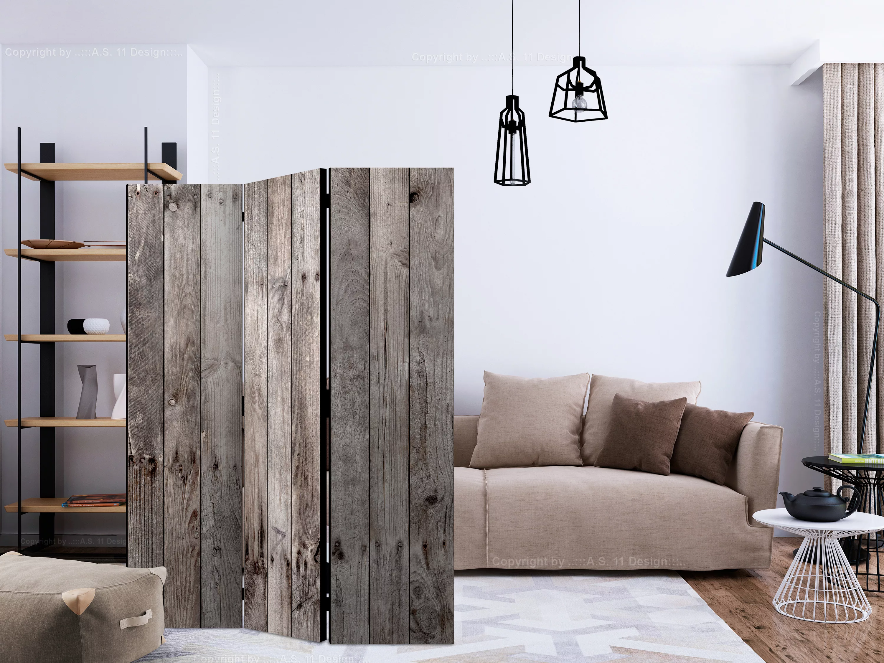 3-teiliges Paravent - Century Wood [room Dividers] günstig online kaufen