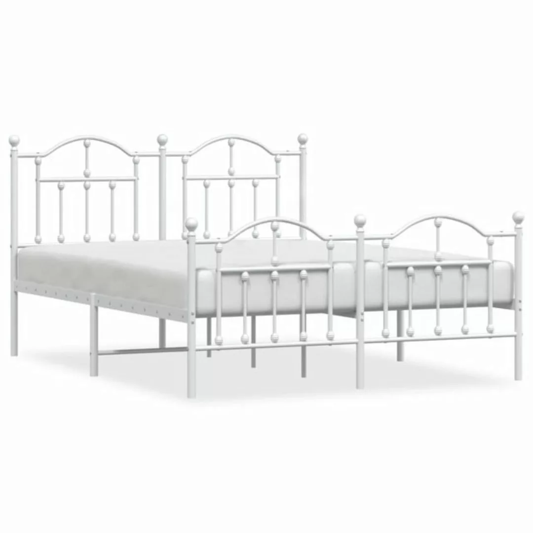 furnicato Bett Bettgestell mit Kopf- und Fußteil Metall Weiß 150x200 cm günstig online kaufen