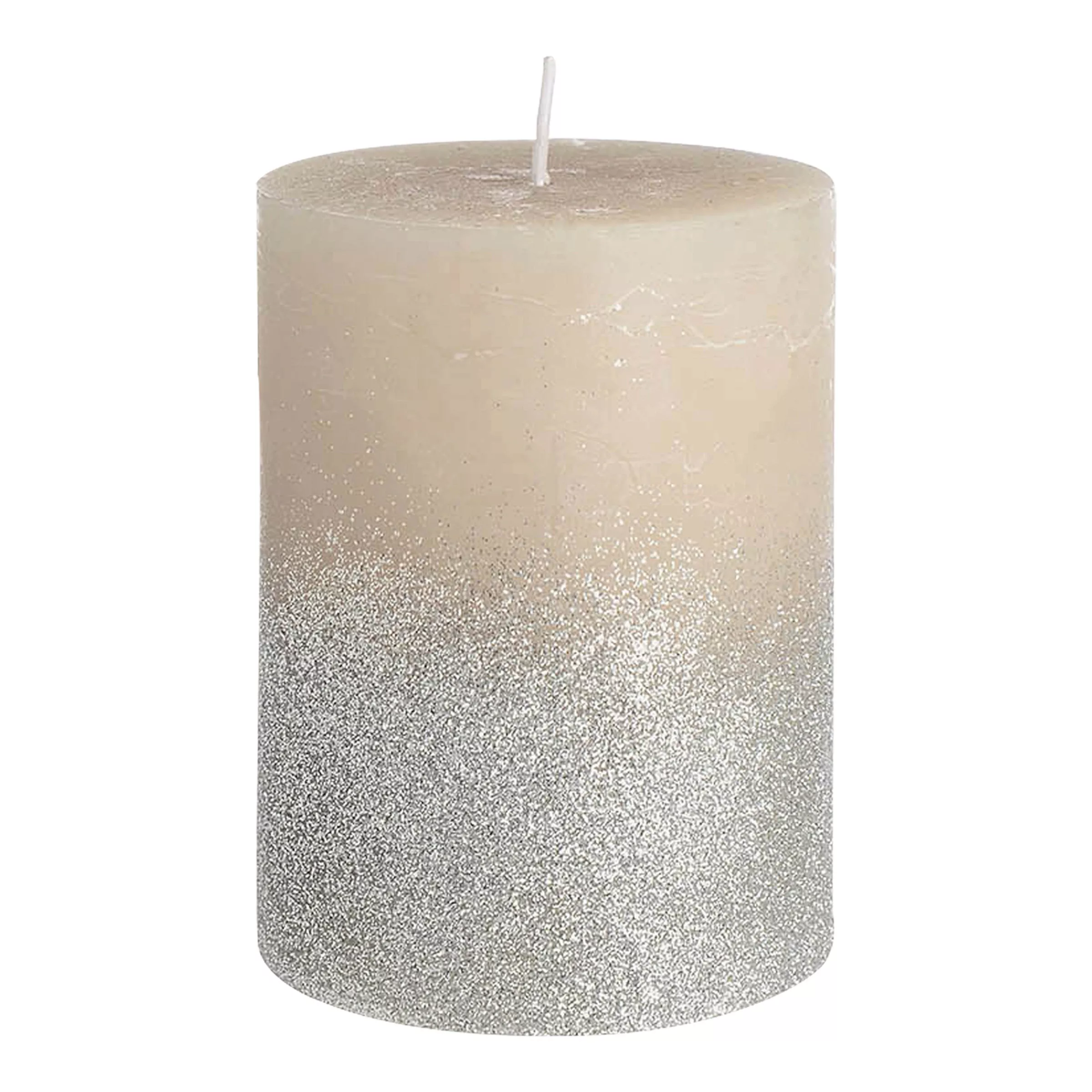 Kerze SILVER GLITTER ca.D7,5x, altrosa günstig online kaufen