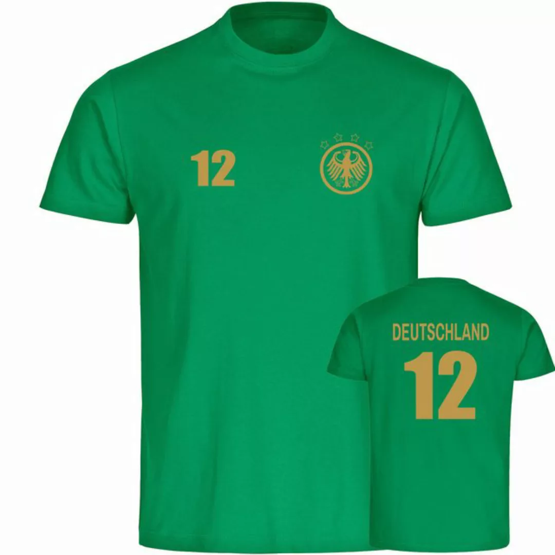 multifanshop T-Shirt Herren Deutschland - Adler Retro Trikot 12 Gold - Männ günstig online kaufen