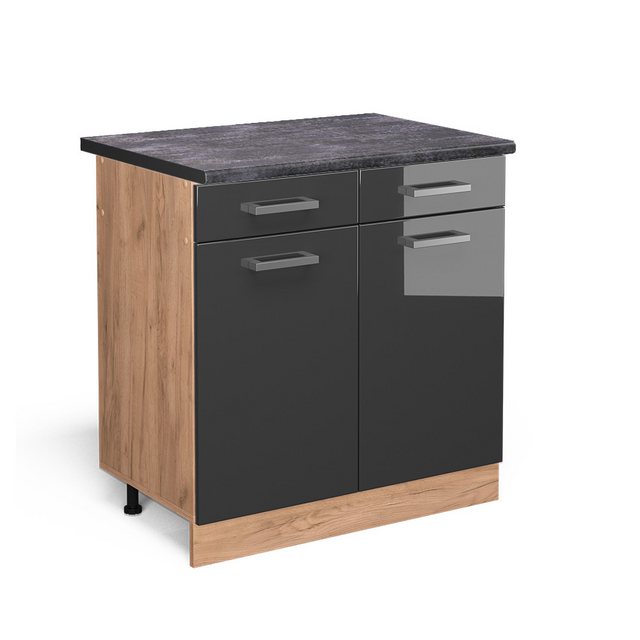 Vicco Unterschrank R-Line, Anthrazit Hochglanz/Goldkraft Eiche, 80 cm, AP A günstig online kaufen