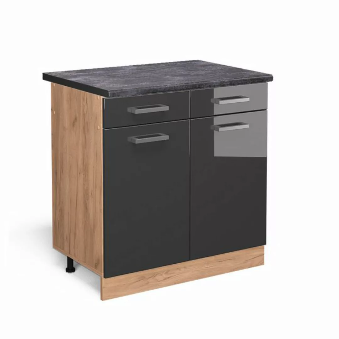 Vicco Unterschrank R-Line, Anthrazit Hochglanz/Goldkraft Eiche, 80 cm, AP A günstig online kaufen