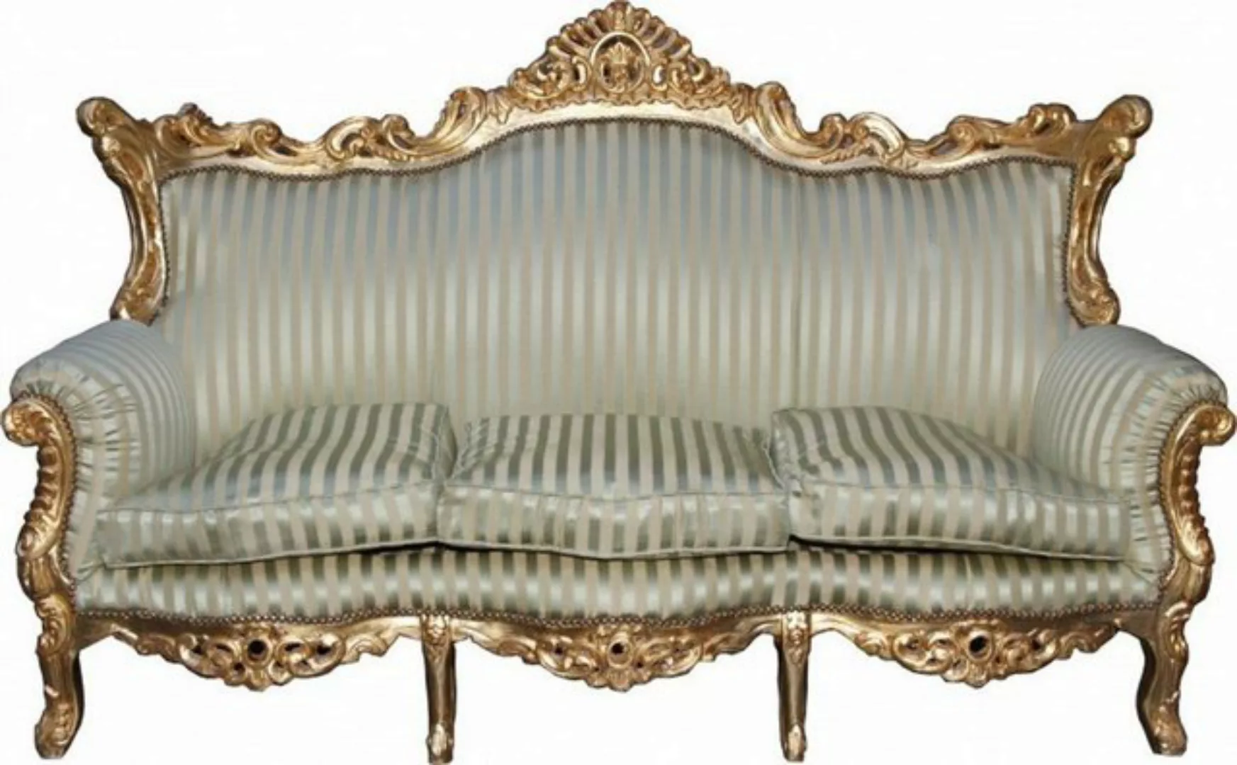 Casa Padrino 3-Sitzer Barock 3er Sofa Master Jadegrün/Beige / Gold Mod3 - W günstig online kaufen