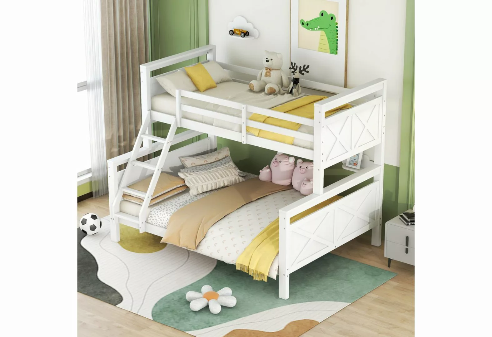 PHOEBE CAT Etagenbett, Kinderbett mit Leiter und Lattenrost, 90x200 cm+140x günstig online kaufen