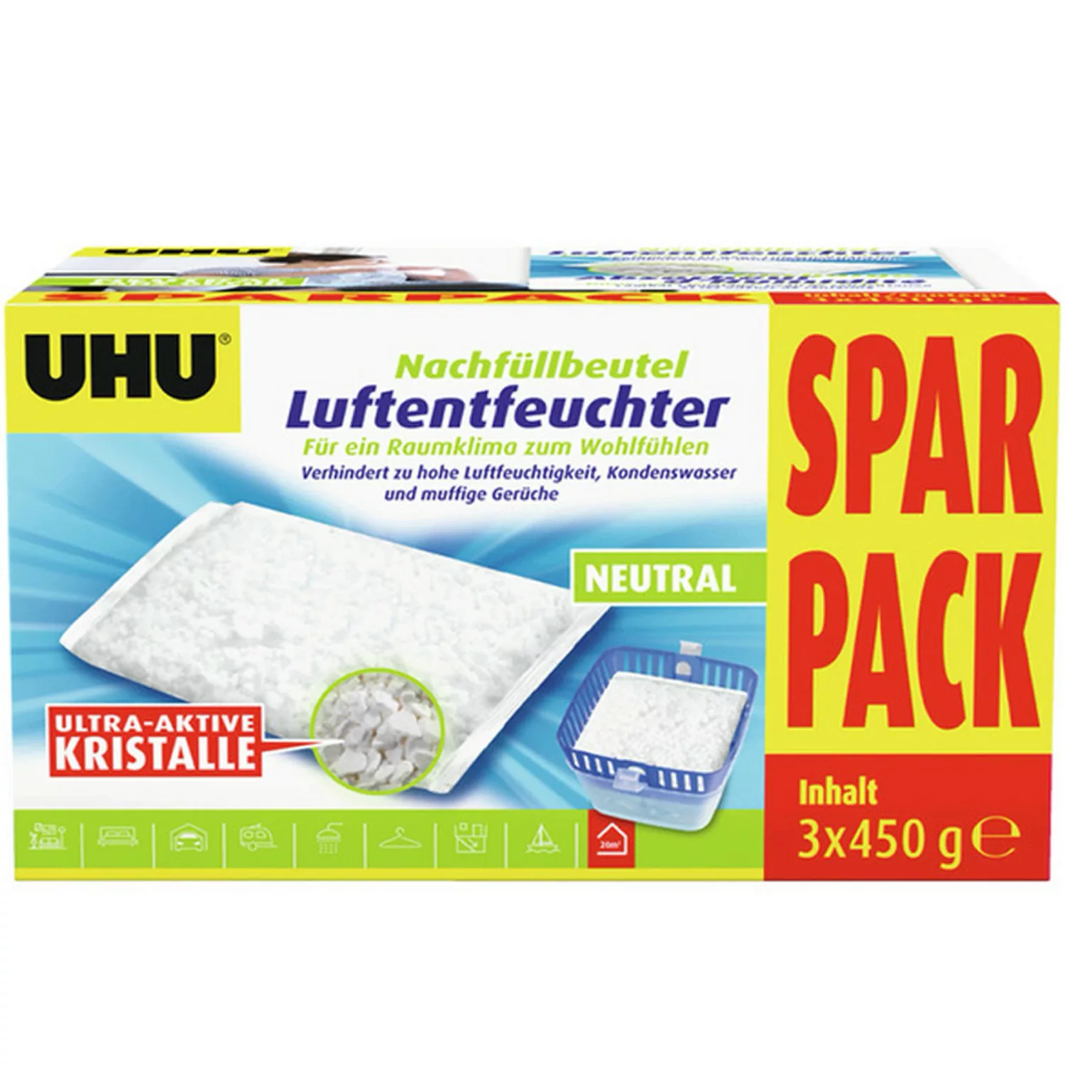UHU Luftentfeuchter Nachfüllbeutel Spar-Pack 3x 450 g günstig online kaufen