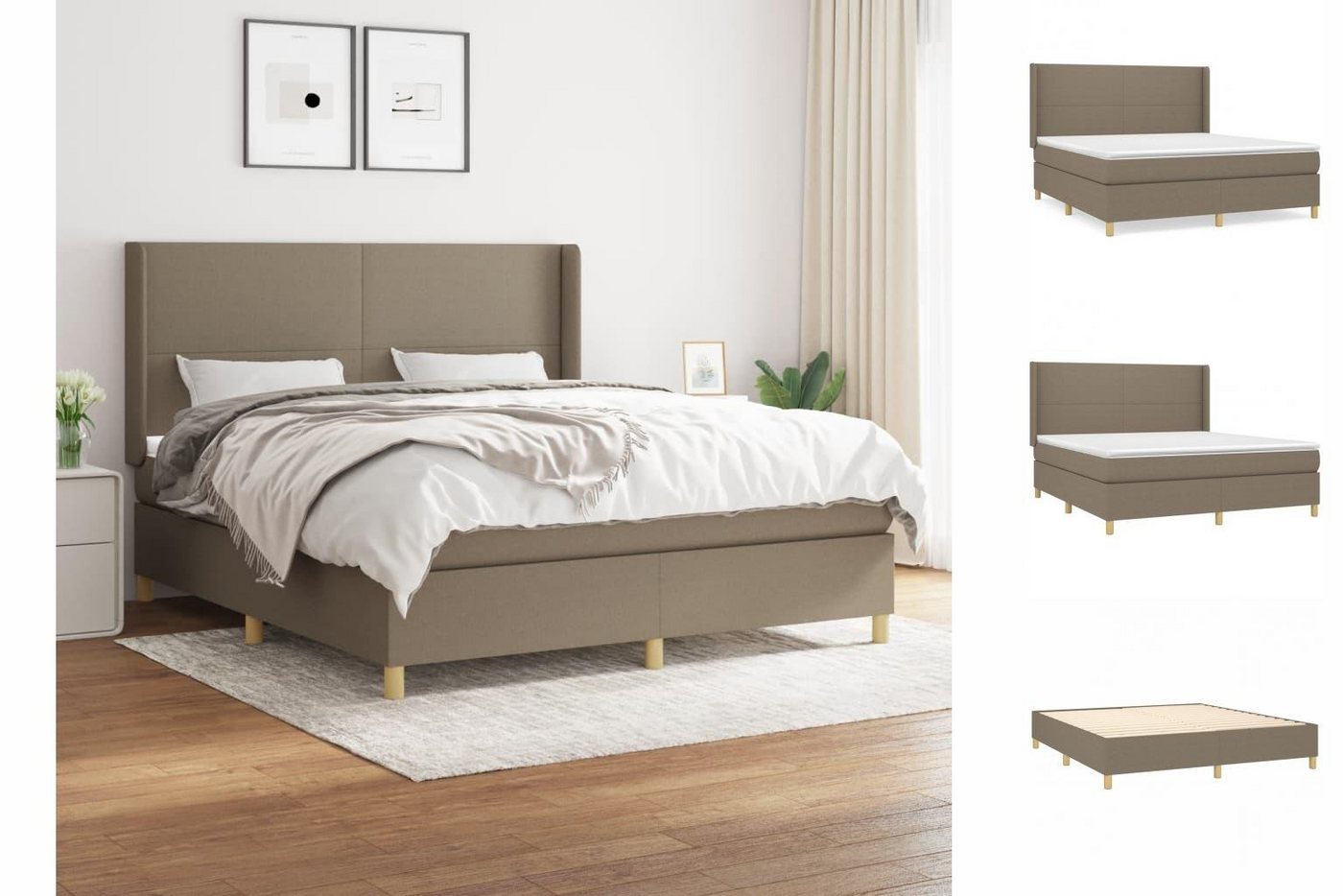 vidaXL Boxspringbett Boxspringbett mit Matratze Taupe 180x200 cm Stoff Bett günstig online kaufen