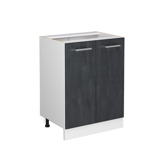 Livinity® Unterschrank Küchenschrank R-Line 60 cm Weiß Schwarz Beton+APL Ma günstig online kaufen